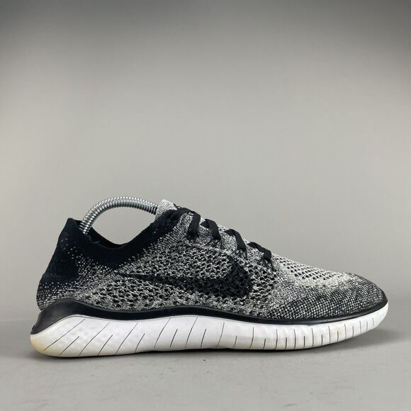 Nike Free RN Flyknit 2018 Women’s 9.5 Running Shoes Athletic Sneakers Black Oreo - Picture 5 of 10